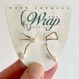 Mark Ehrmann Wrap Earrings Gold Tone Metal Freshwater Pearl